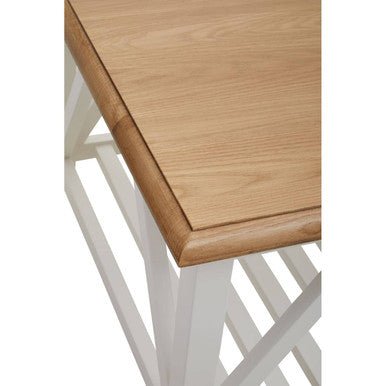 Natural Oak Top Coffee Table with Lower Shelf White Birch Wood Base, Parkside - Joe’s Haven