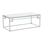 Silver Geometric Rectangular Coffee Table with Tempered Glass Top, Allure