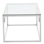 Silver Geometric Rectangular Coffee Table with Tempered Glass Top, Allure