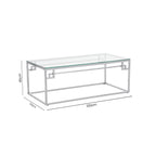 Silver Finish Tempered Glass Top Coffee Table with Stainless Steel Geometric Frame, Allure - Joe’s Haven