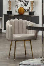 Bari Mink Velvet Scalloped Dining Chair - Joe’s Haven