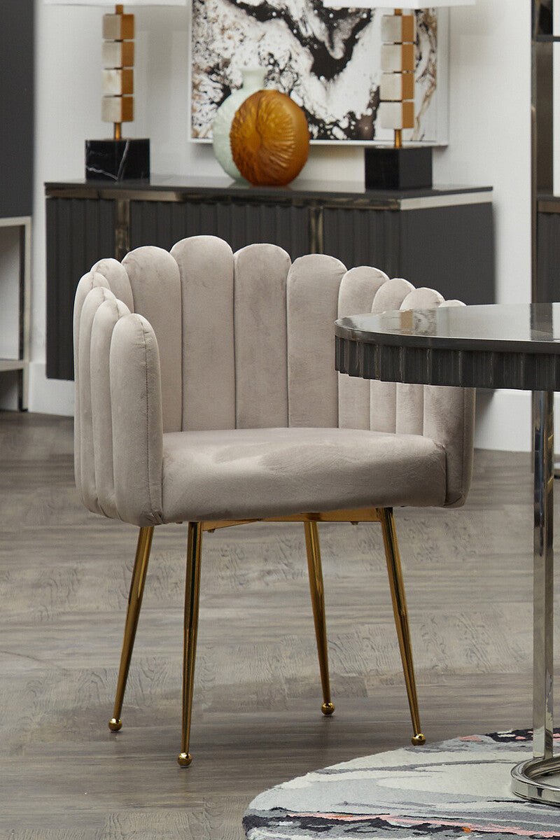 Bari Mink Velvet Scalloped Dining Chair - Joe’s Haven