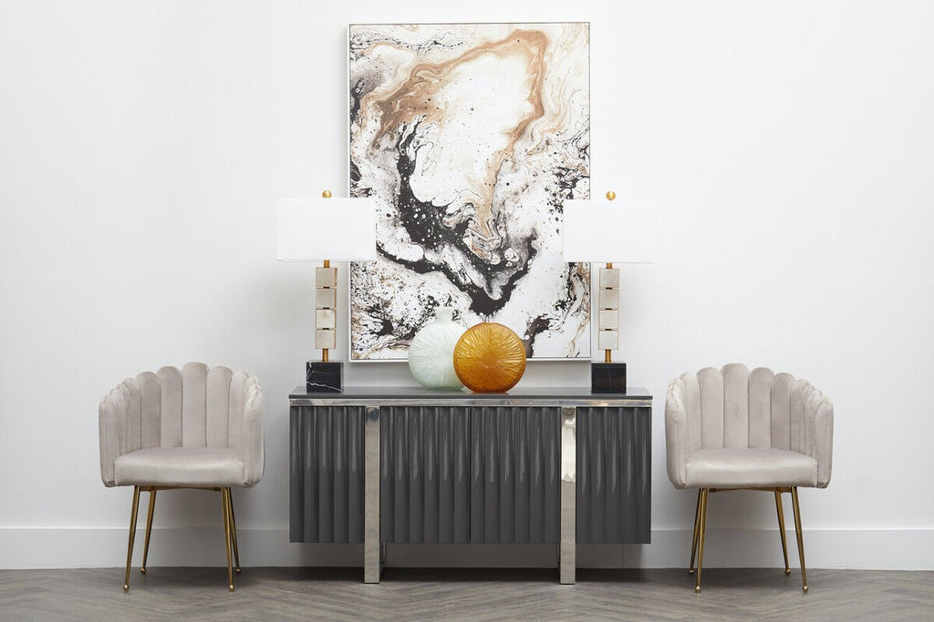 Bari Mink Velvet Scalloped Dining Chair - Joe’s Haven