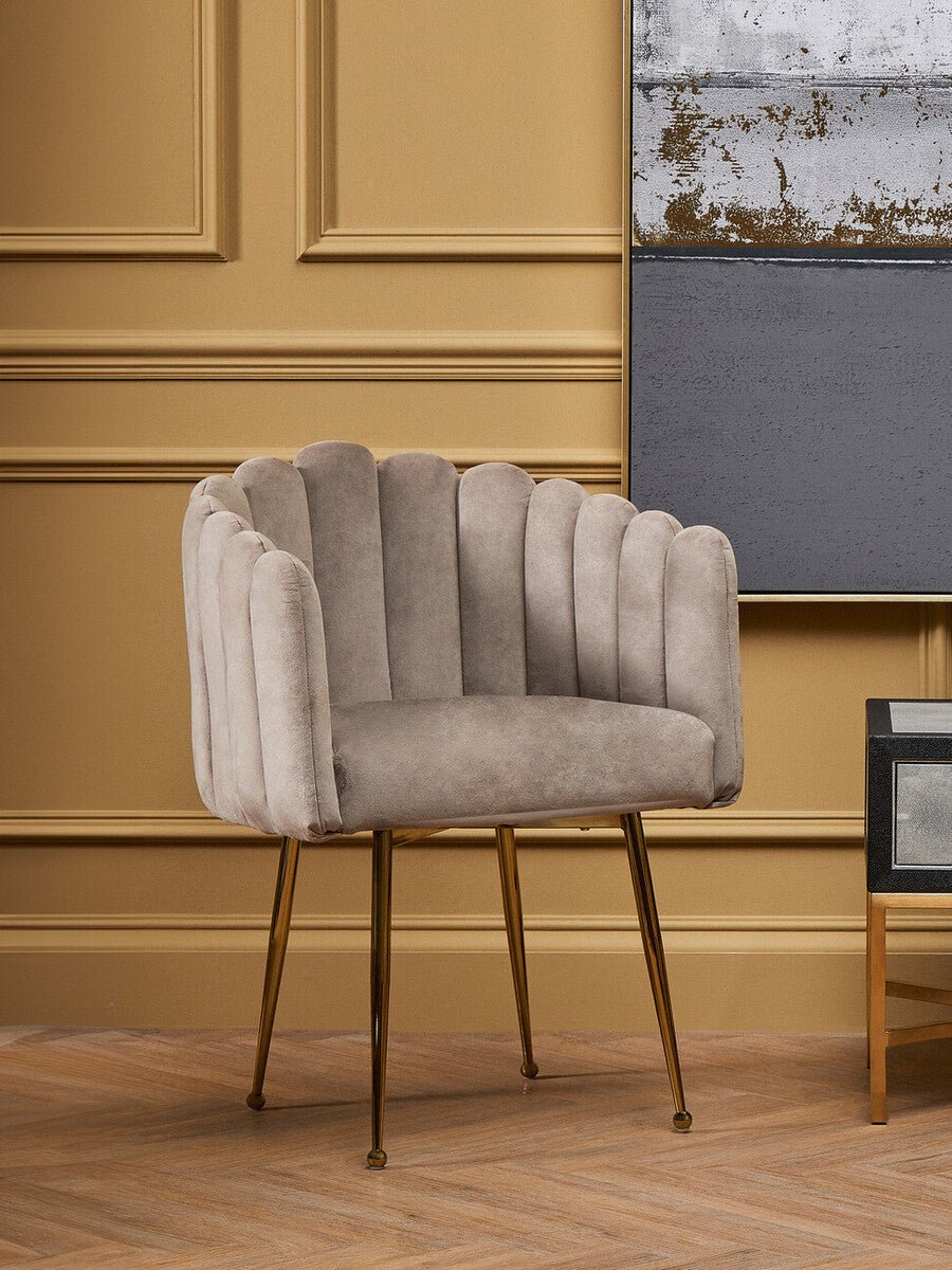 Bari Mink Velvet Scalloped Dining Chair - Joe’s Haven