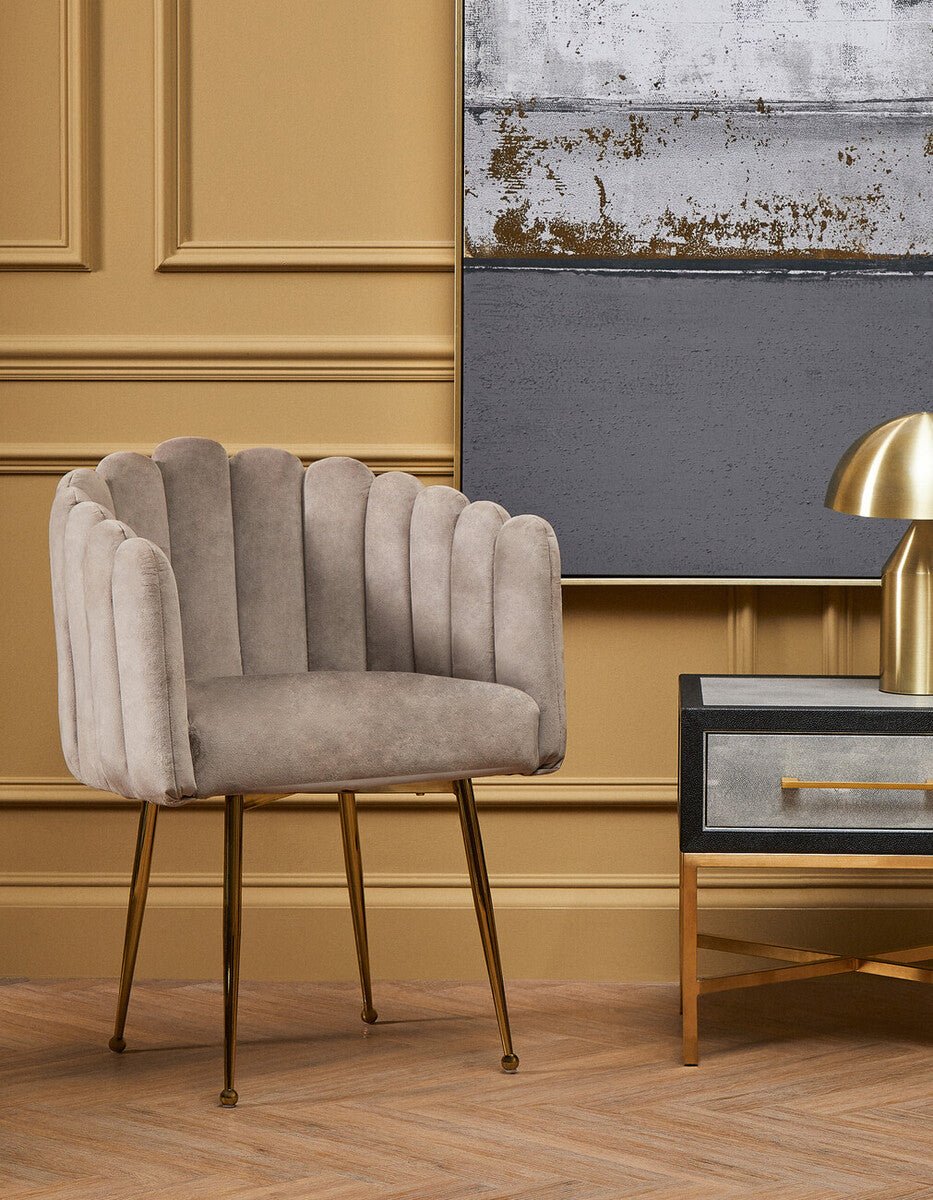 Bari Mink Velvet Scalloped Dining Chair - Joe’s Haven