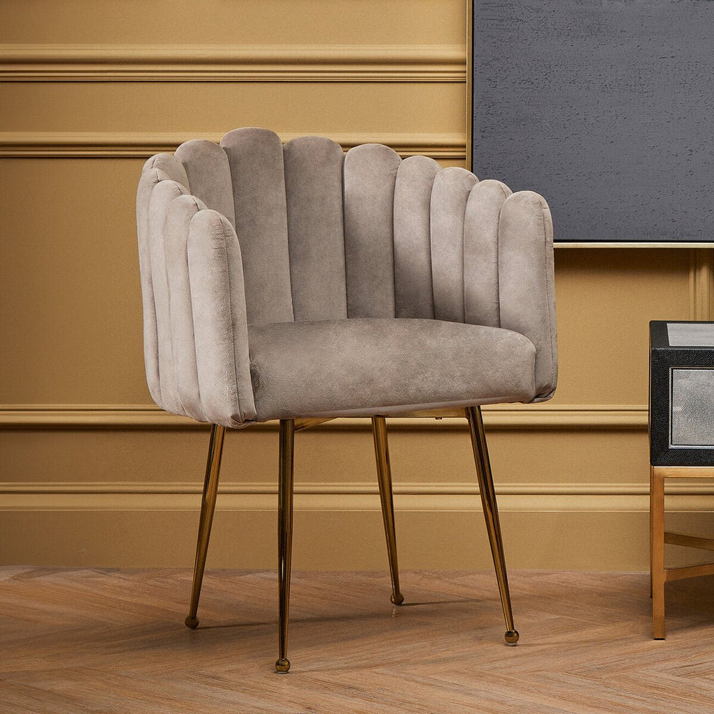Bari Mink Velvet Scalloped Dining Chair - Joe’s Haven
