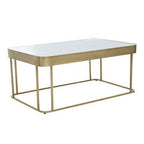 Gold Metal Coffee Table with Mirrored Top and Decorative Textured Edge, Ella - Joe’s Haven