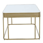 Gold Metal Coffee Table with Mirrored Top and Decorative Textured Edge, Ella - Joe’s Haven