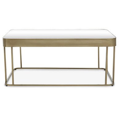 Gold Metal Coffee Table with Mirrored Top and Decorative Textured Edge, Ella - Joe’s Haven