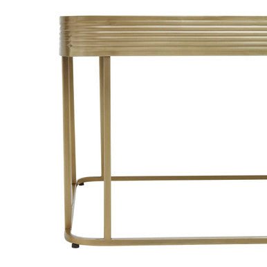 Gold Metal Coffee Table with Mirrored Top and Decorative Textured Edge, Ella - Joe’s Haven