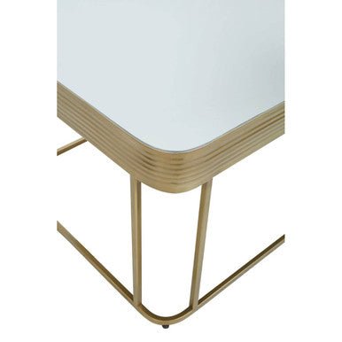 Gold Metal Coffee Table with Mirrored Top and Decorative Textured Edge, Ella - Joe’s Haven