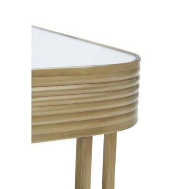 Gold Metal Coffee Table with Mirrored Top and Decorative Textured Edge, Ella - Joe’s Haven