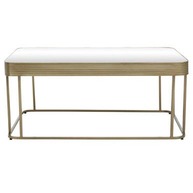 Gold Metal Coffee Table with Mirrored Top and Decorative Textured Edge, Ella - Joe’s Haven