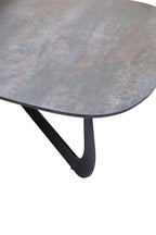 Grey and White Marble Effect Ceramic Tops Large 2 - Tier Asymmetrical Coffee Table with Black Metal Base, Imperia - Joe’s Haven