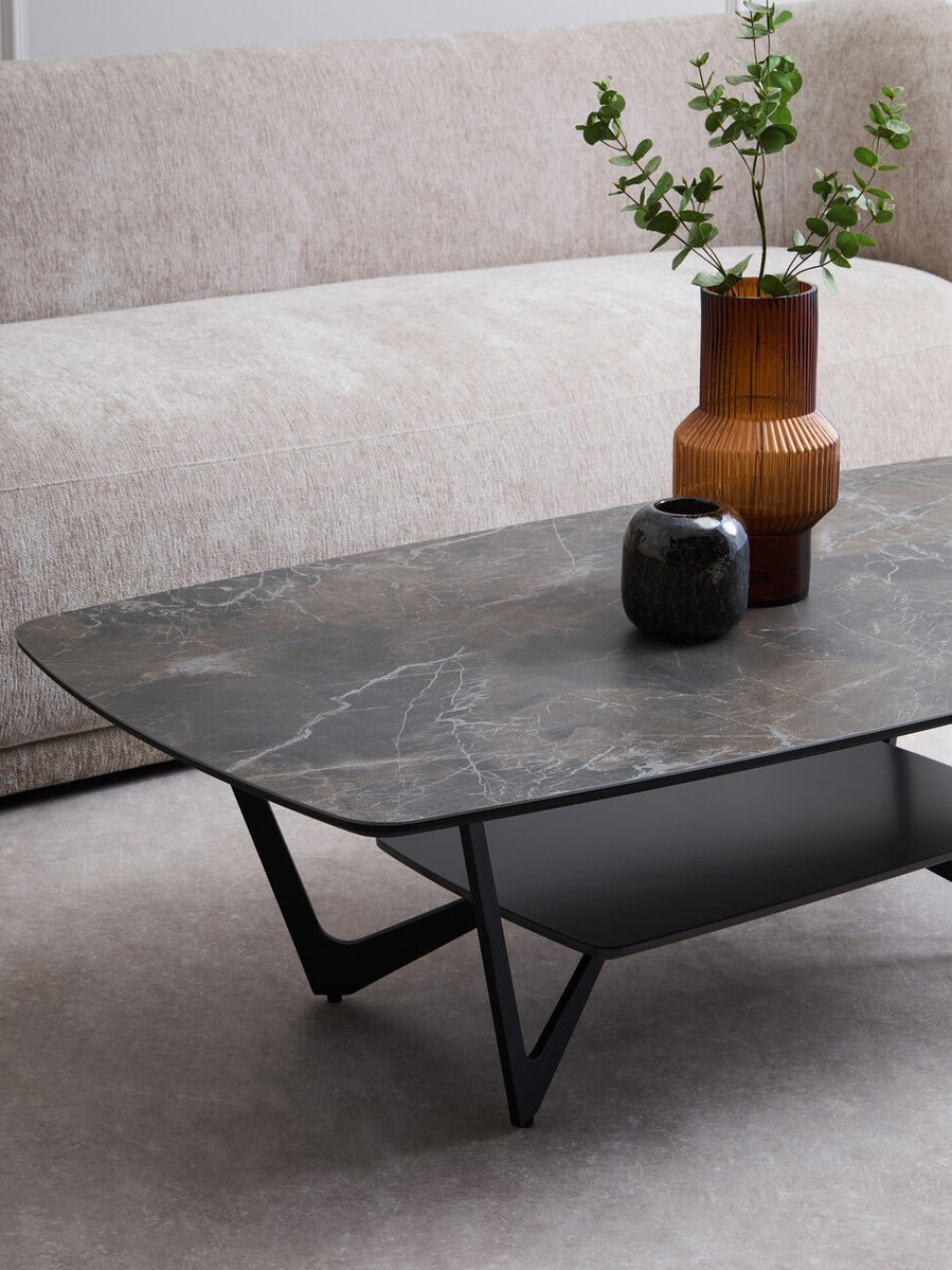 Imperia Grey Ceramic Marble Effect Coffee Table - Joe’s Haven