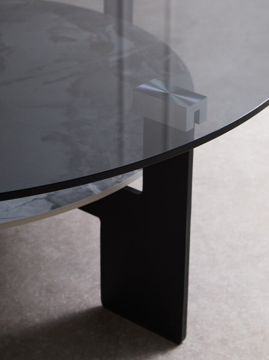 Imperia Round Grey Glass And Ceramic Large Coffee Table - Joe’s Haven