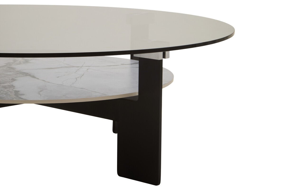 Imperia Round Grey Glass And Ceramic Large Coffee Table - Joe’s Haven