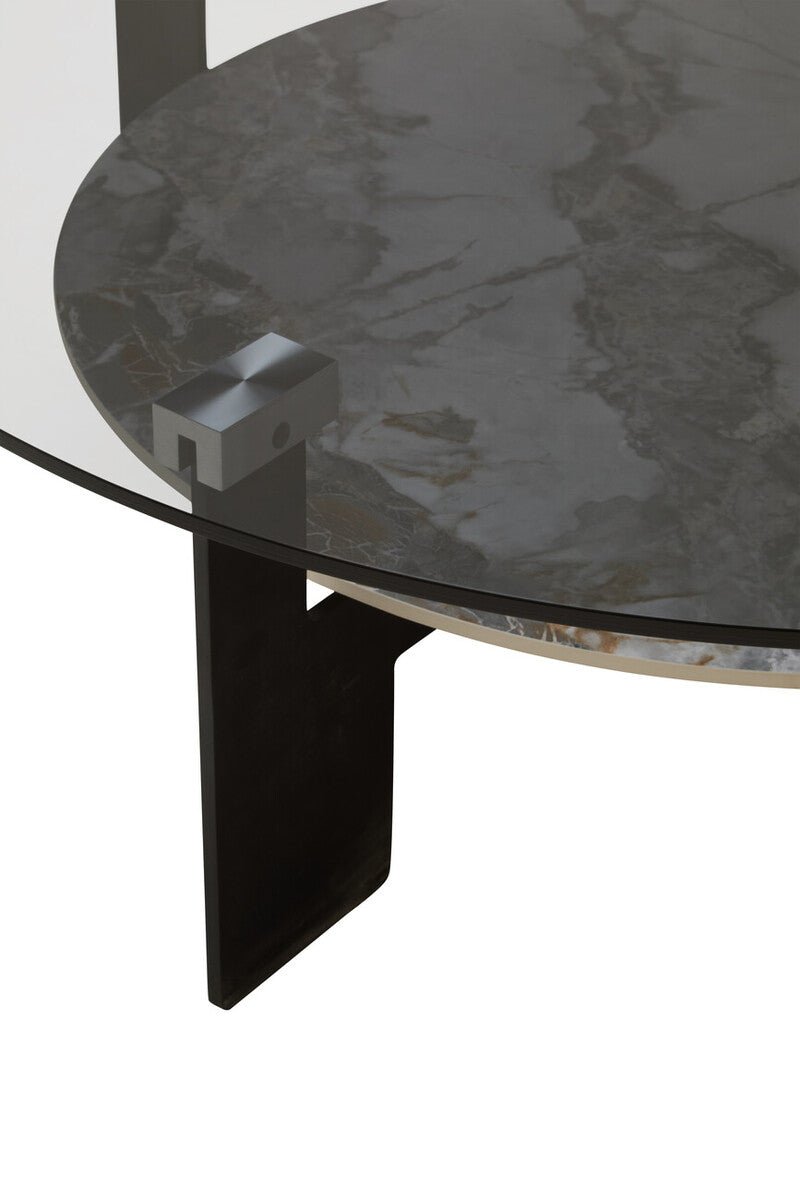 Imperia Round Grey Glass And Ceramic Large Coffee Table - Joe’s Haven
