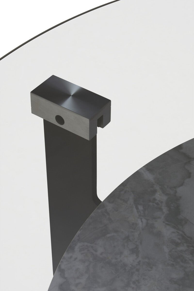 Imperia Round Grey Glass And Ceramic Large Coffee Table - Joe’s Haven