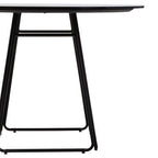 White Ceramic Marble Effect Round Top Dining Table with Black Metal Base, Imperia - Joe’s Haven