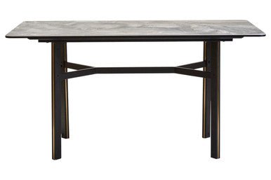 Grey Marble Effect Ceramic Top Dining Table with Black Metal Legs and Gold Detail, Imperia - Joe’s Haven