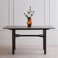 Grey Marble Effect Ceramic Top Dining Table with Black Metal Legs and Gold Detail, Imperia - Joe’s Haven