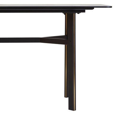 Grey Marble Effect Ceramic Top Dining Table with Black Metal Legs and Gold Detail, Imperia - Joe’s Haven