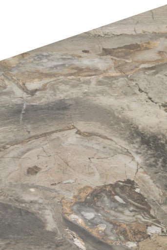 Grey Marble Effect Ceramic Top Dining Table with Black Metal Legs and Gold Detail, Imperia - Joe’s Haven