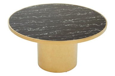 Black Marble Effect Glass Top Coffee Table with Gold Finish Base, Oria - Joe’s Haven
