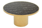 Black Marble Effect Glass Top Coffee Table with Gold Finish Base, Oria - Joe’s Haven