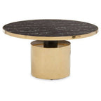 Black Marble Effect Glass Top Coffee Table with Gold Finish Base, Oria - Joe’s Haven