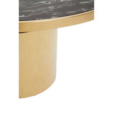 Black Marble Effect Glass Top Coffee Table with Gold Finish Base, Oria - Joe’s Haven