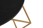 Black Round Marble Top Coffee Table with Matte Gold Finish Geometric Metal Frame, Varana - Joe’s Haven