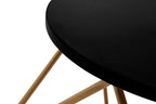Black Round Marble Top Coffee Table with Matte Gold Finish Geometric Metal Frame, Varana - Joe’s Haven