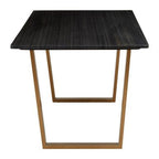 Black Marble Rectangular Dining Table with Geometric Gold Finish Steel Base, Varana - Joe’s Haven