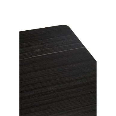 Black Marble Rectangular Dining Table with Geometric Gold Finish Steel Base, Varana - Joe’s Haven