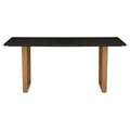 Black Marble Rectangular Dining Table with Geometric Gold Finish Steel Base, Varana - Joe’s Haven
