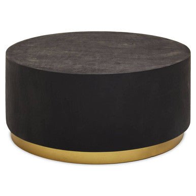 Black Concrete Effect Wood Coffee Table with Luxe Gold Metal Frame, Naro - Joe’s Haven