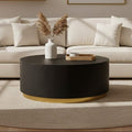 Black Concrete Effect Wood Coffee Table with Luxe Gold Metal Frame, Naro - Joe’s Haven