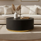 Black Concrete Effect Wood Coffee Table with Luxe Gold Metal Frame, Naro - Joe’s Haven