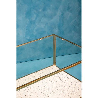 Glass Top Coffee Table with White Terrazzo Effect Shelf and Gold Metal Frame, Novi - Joe’s Haven