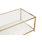 Glass Top Coffee Table with White Terrazzo Effect Shelf and Gold Metal Frame, Novi - Joe’s Haven