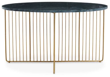 Green Round Marble Coffee Table with Gold Iron Rod Base, Nirav - Joe’s Haven