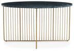 Green Round Marble Coffee Table with Gold Iron Rod Base, Nirav - Joe’s Haven