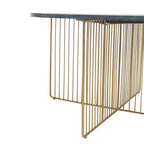 Green Round Marble Coffee Table with Gold Iron Rod Base, Nirav - Joe’s Haven