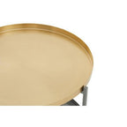 Matte Gold Metal Two Tier Coffee Table with Grey Enamel Shelves, Kobra - Joe’s Haven