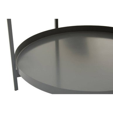 Matte Gold Metal Two Tier Coffee Table with Grey Enamel Shelves, Kobra - Joe’s Haven