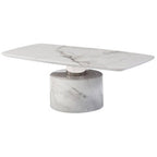 White Marble Coffee Table with Stainless Steel Support, Sesto - Joe’s Haven