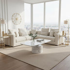 White Marble Coffee Table with Stainless Steel Support, Sesto - Joe’s Haven