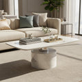White Marble Coffee Table with Stainless Steel Support, Sesto - Joe’s Haven